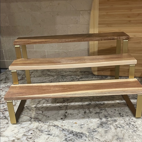 Wooden Display Stands with Gold Accents - Picture 2 of 4